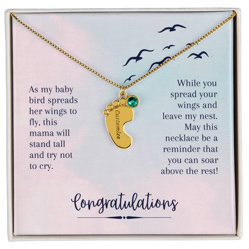 Engraved Baby Feet Necklace to Daughter