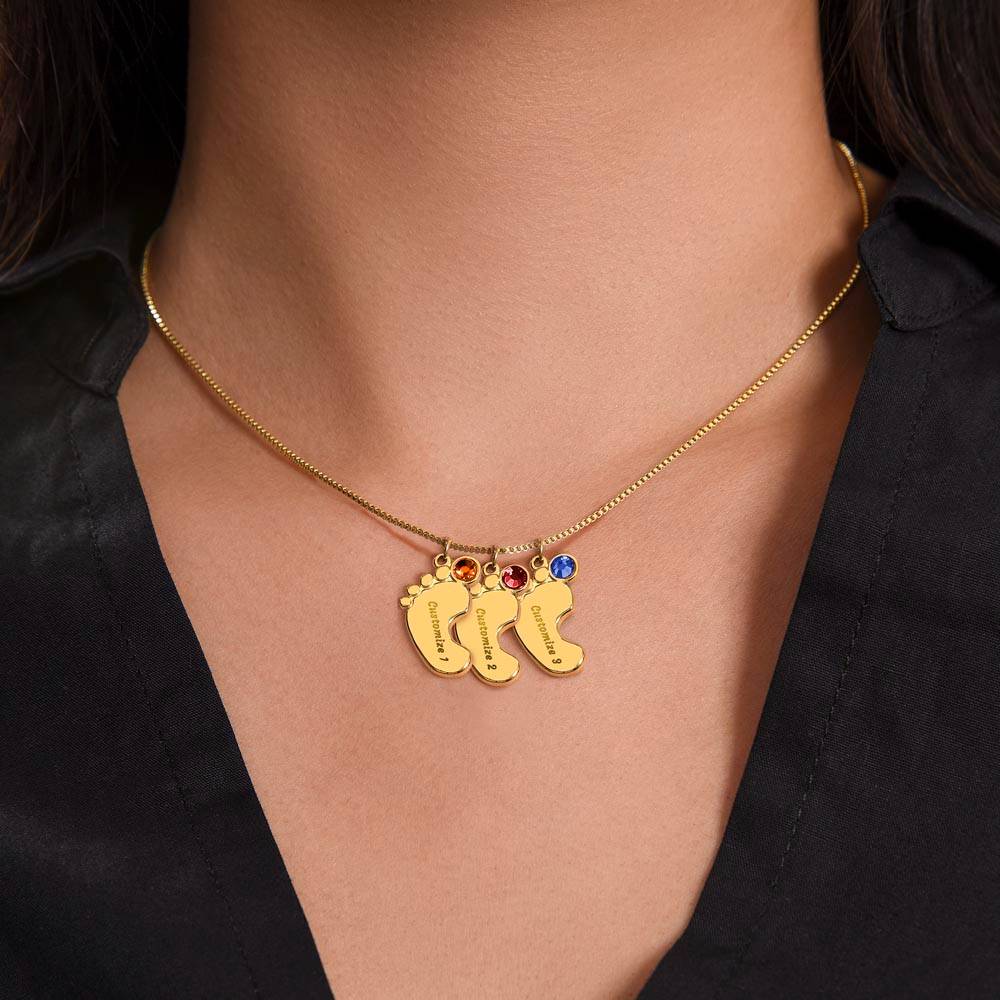 Engraved Baby Feet Necklace to Daughter