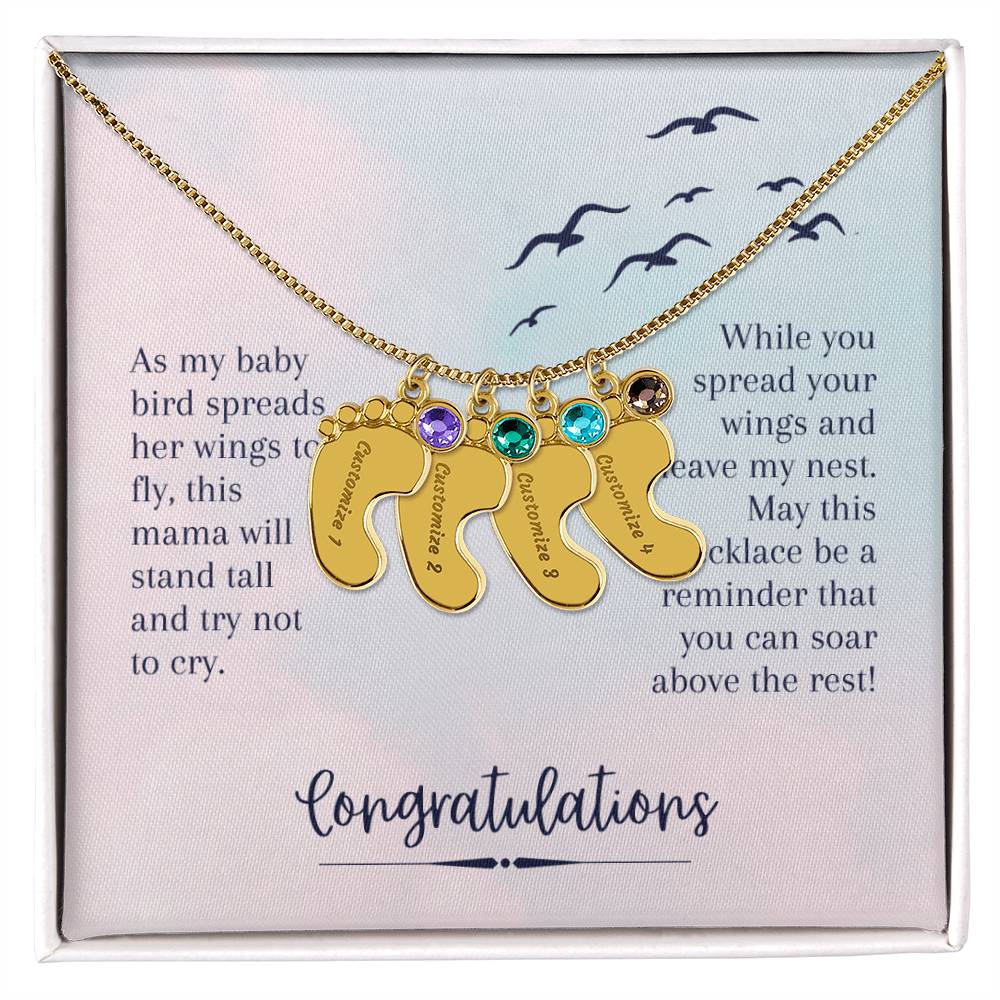 Engraved Baby Feet Necklace to Daughter