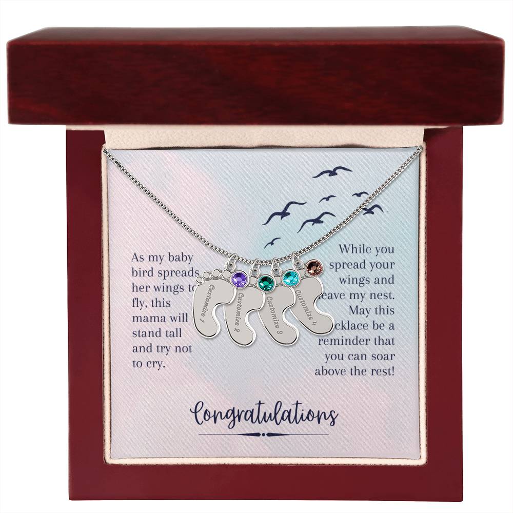 Engraved Baby Feet Necklace to Daughter
