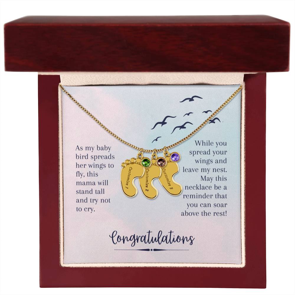 Engraved Baby Feet Necklace to Daughter