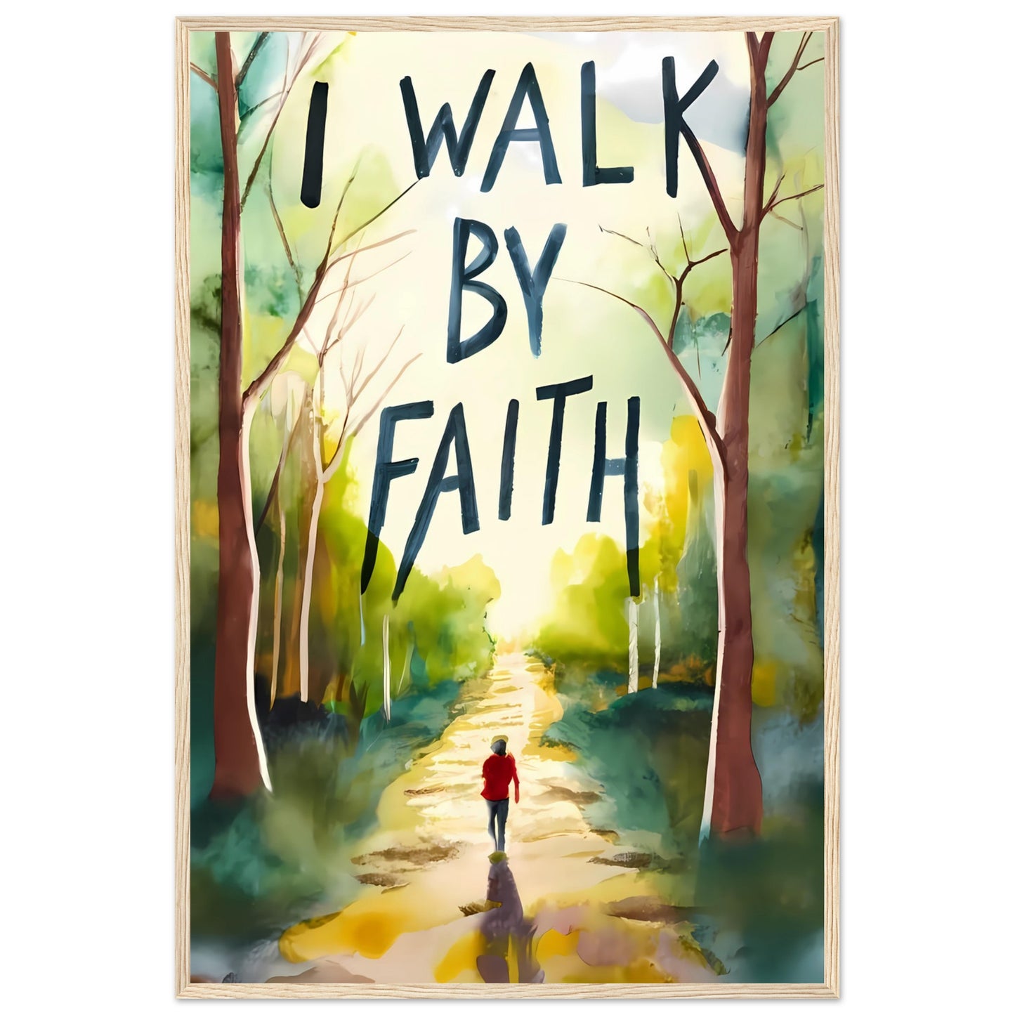I Walk by Faith Watercolor Framed Poster