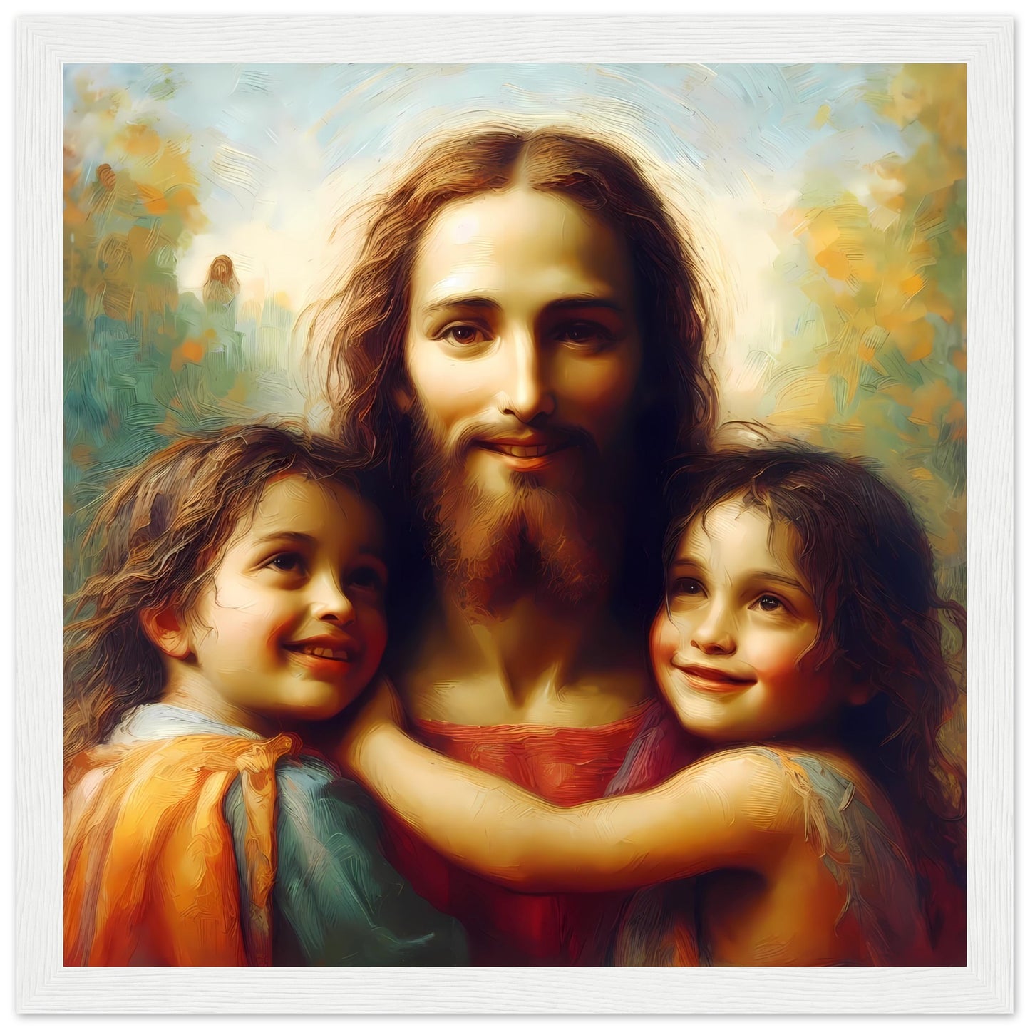 Jesus with Children Oil Painting Framed Print