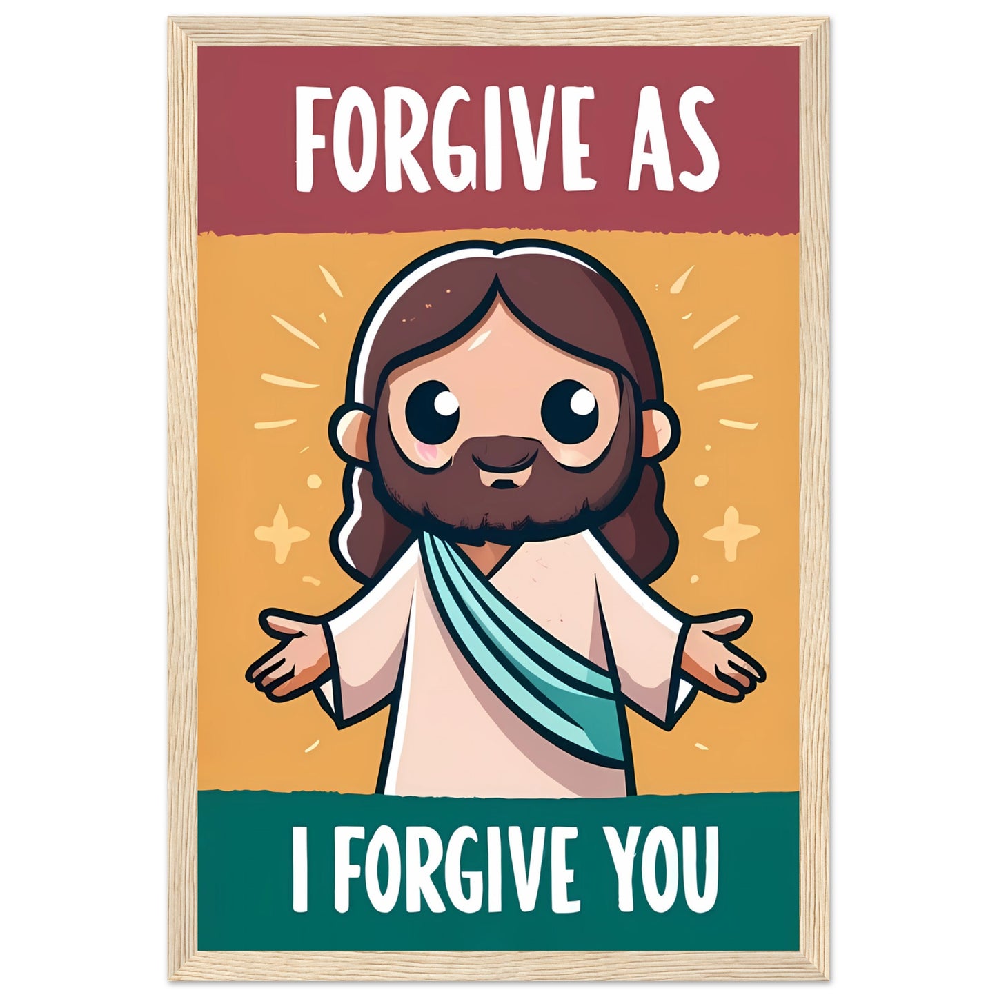 Cartoon Jesus Forgive as I Forgive You Framed Poster