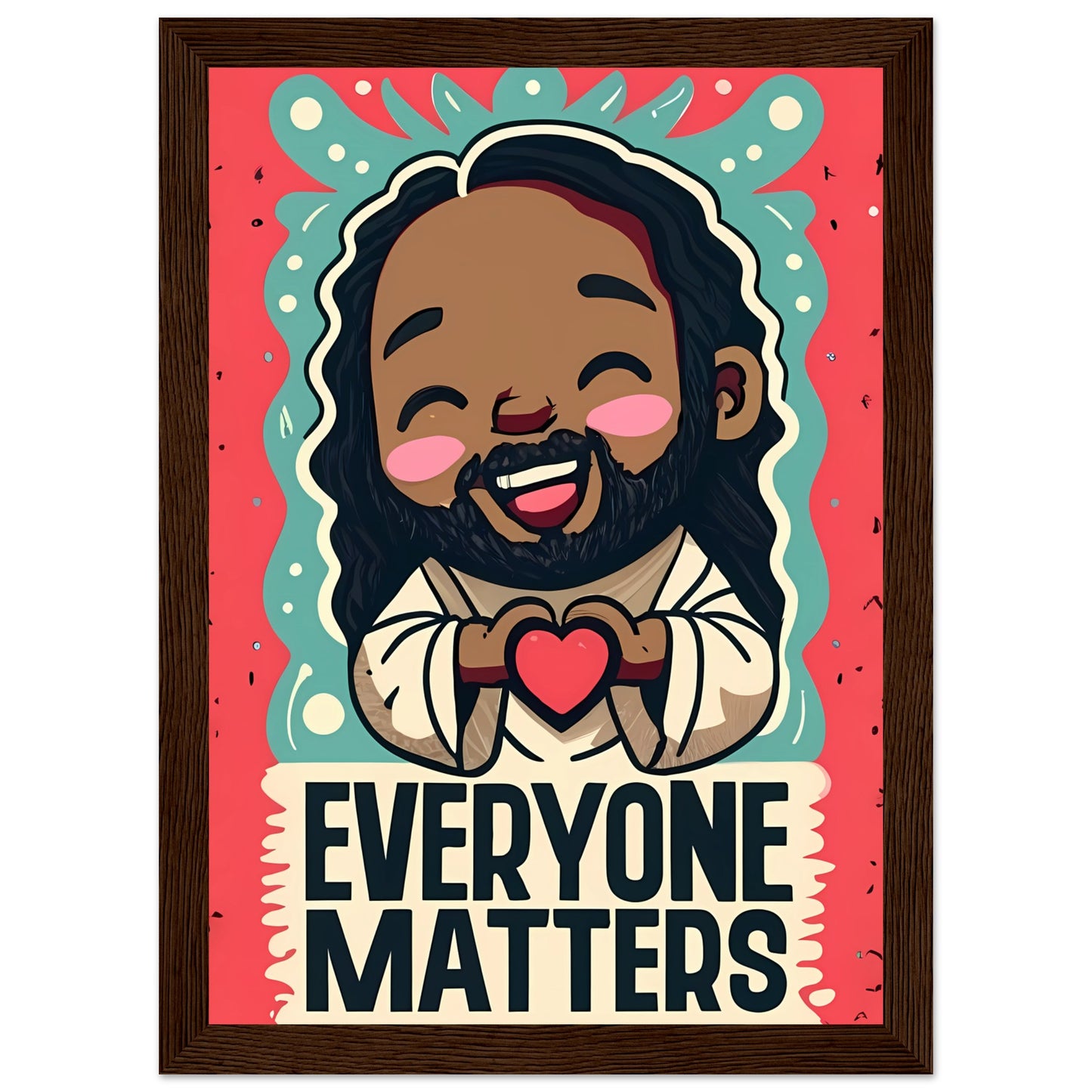 Cartoon Black Jesus Everyone Matters Framed Poster