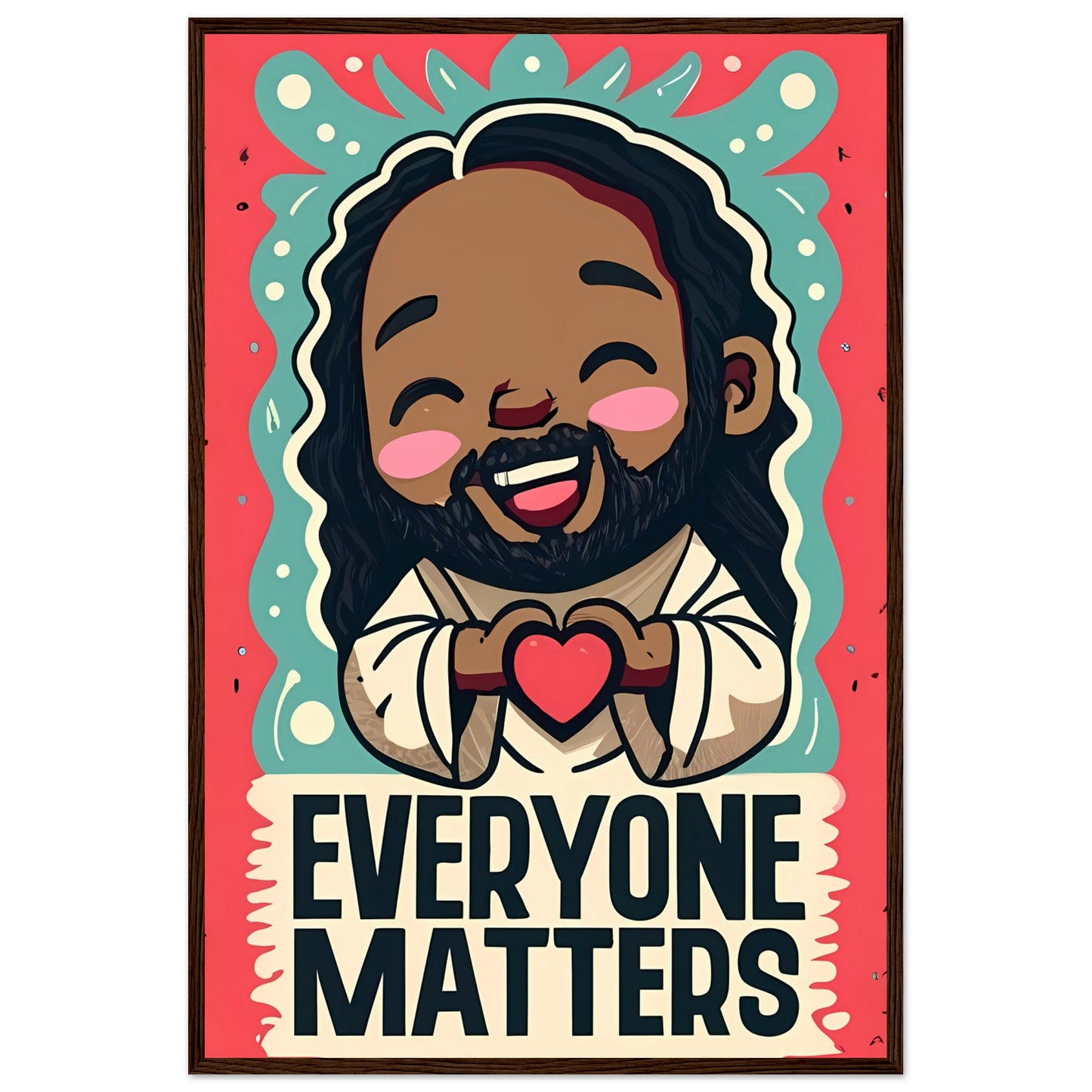 Cartoon Black Jesus Everyone Matters Framed Poster