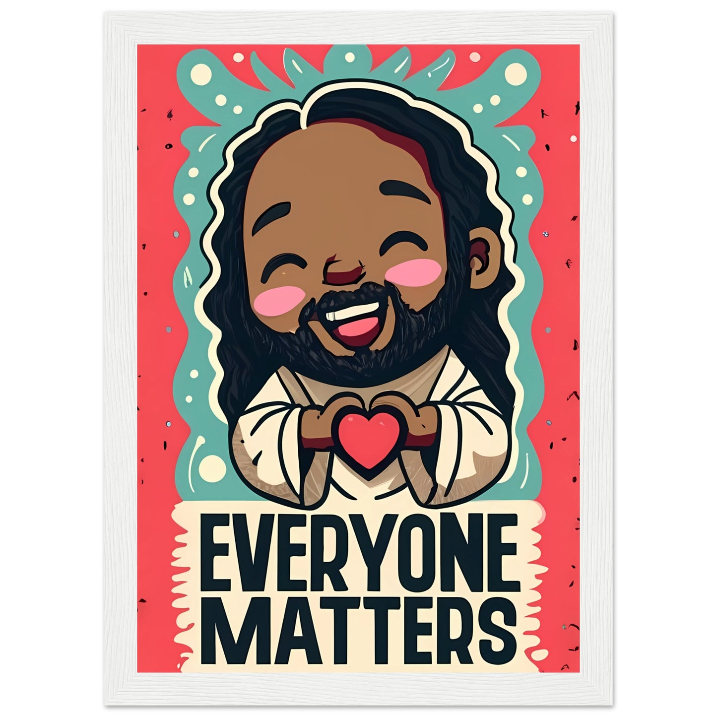 Cartoon Black Jesus Everyone Matters Framed Poster