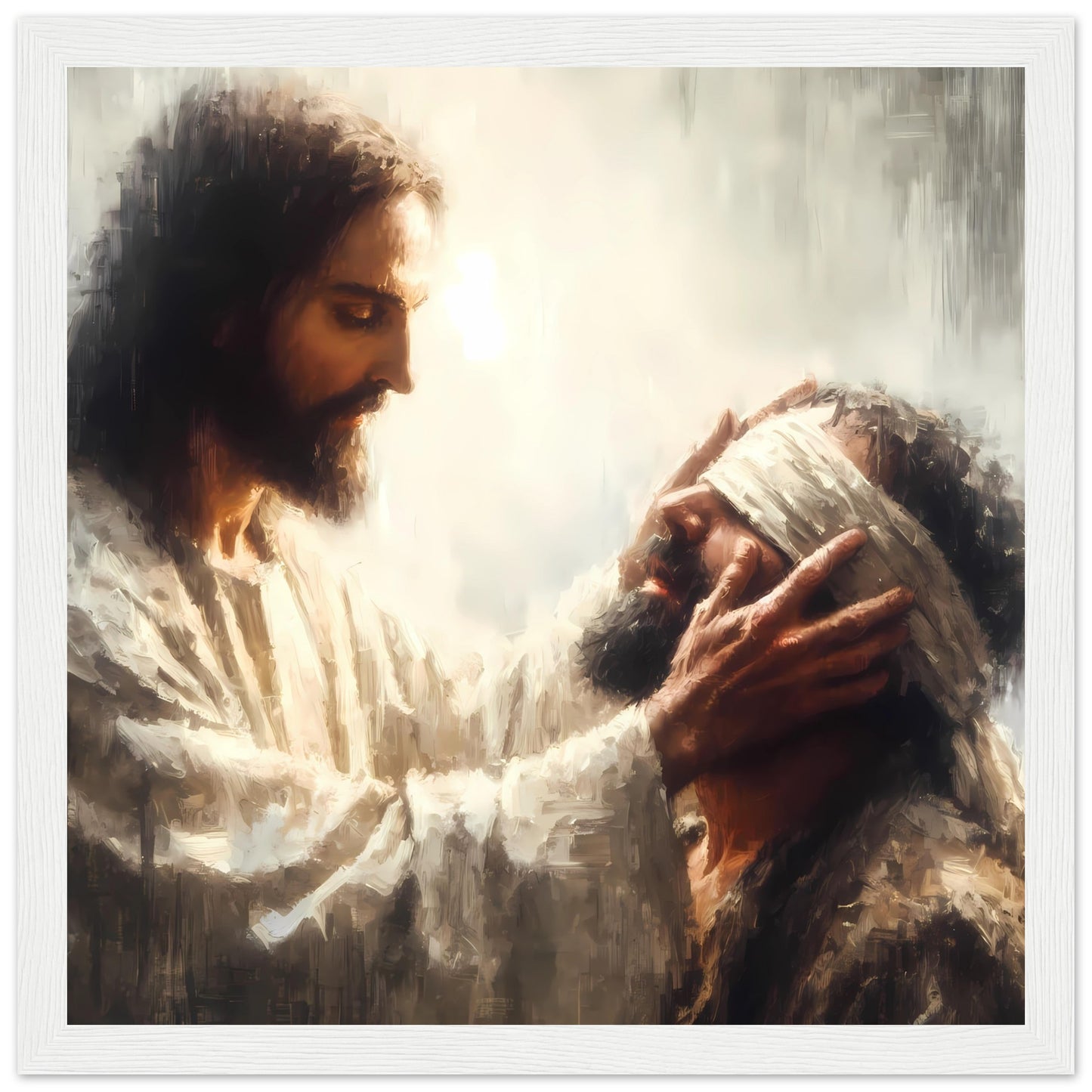 Jesus Healing a Blind Man Oil Painting Framed Print