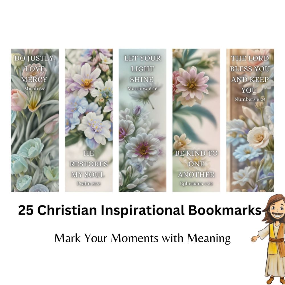 25 Printable Motivational Bookmarks with Bible Verses - Christian Floral Collection