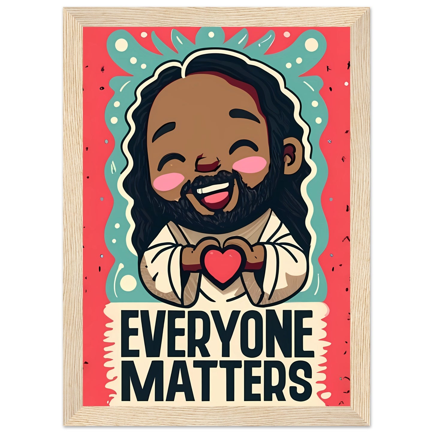 Cartoon Black Jesus Everyone Matters Framed Poster