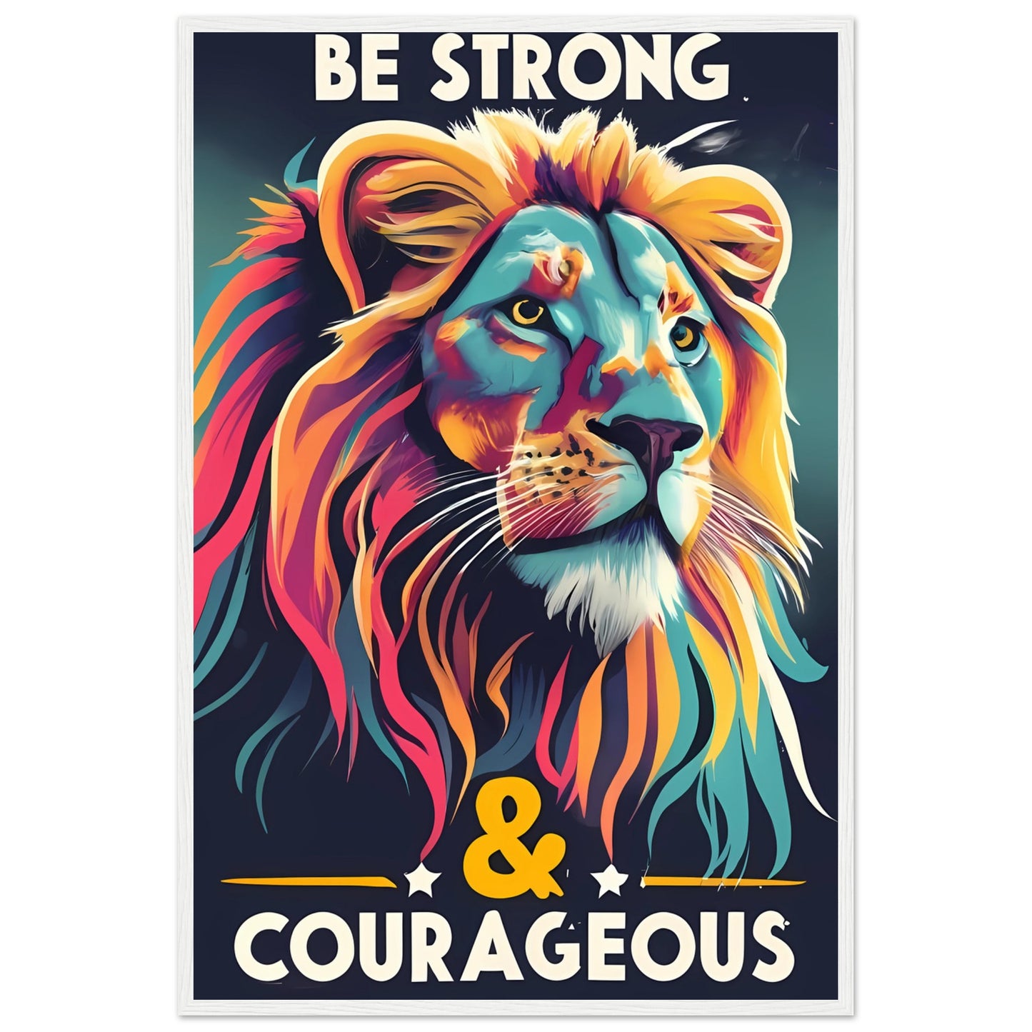 Be Strong & Courageous Majestic Lion Framed Poster