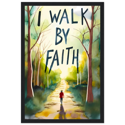 I Walk by Faith Watercolor Framed Poster