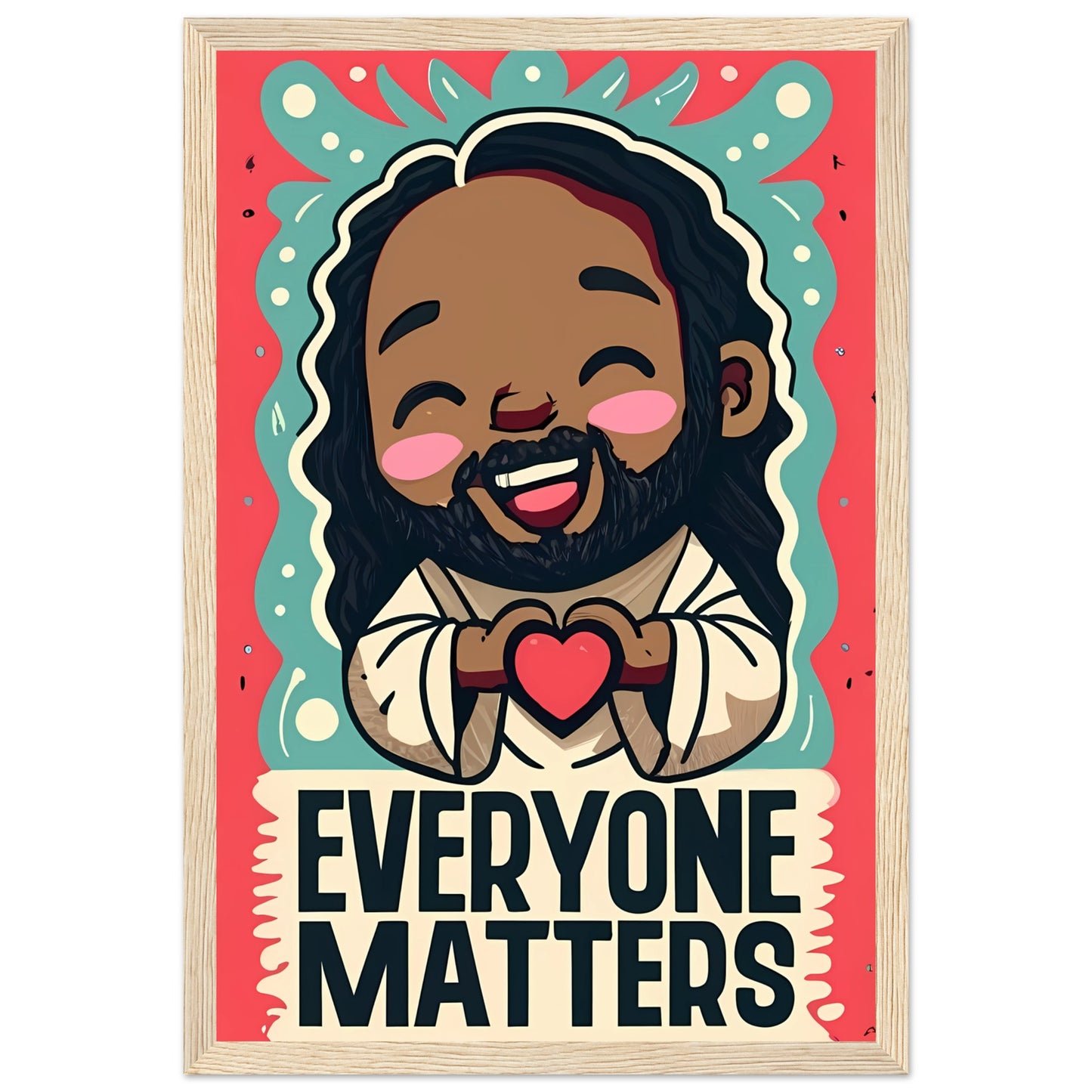 Cartoon Black Jesus Everyone Matters Framed Poster