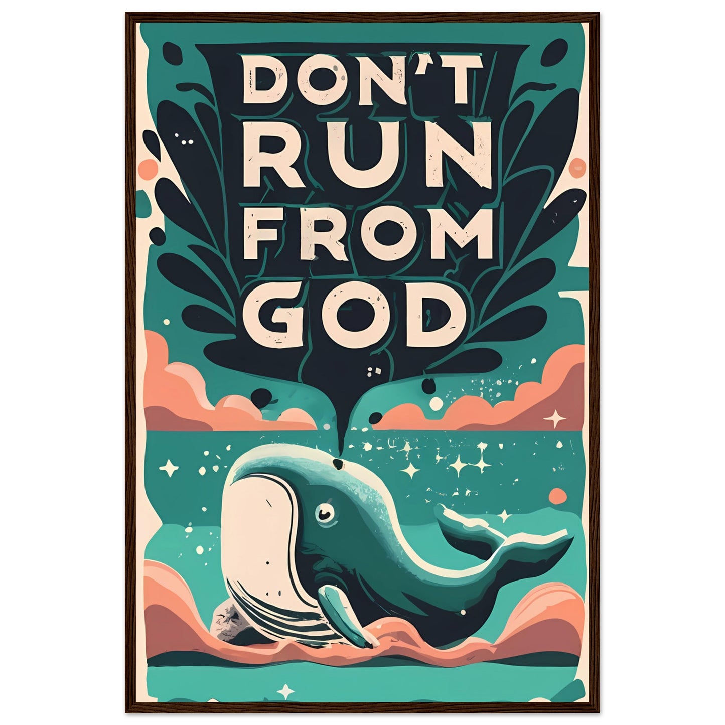 Don't Run from God, Jonah and the Great Fish Framed Poster