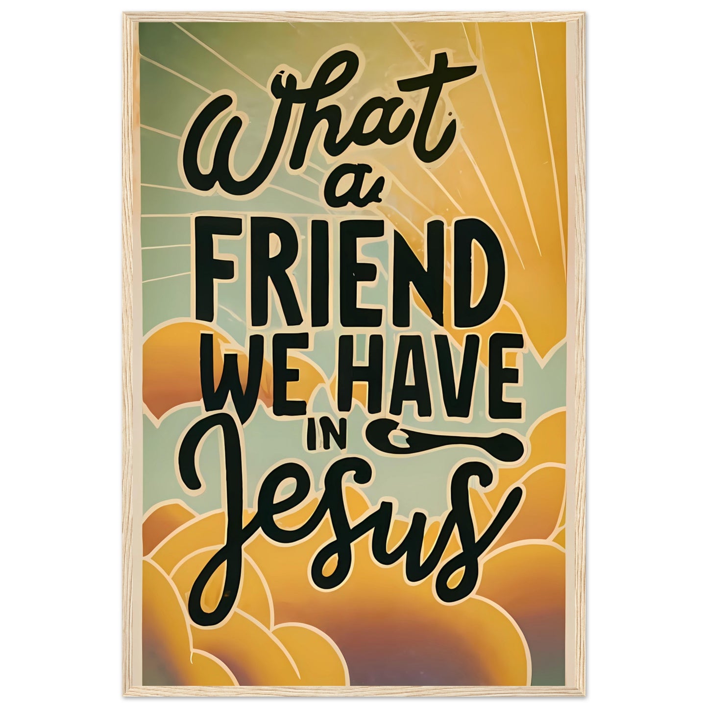 What A Friend We Have In Jesus Retro Sunset Framed Poster