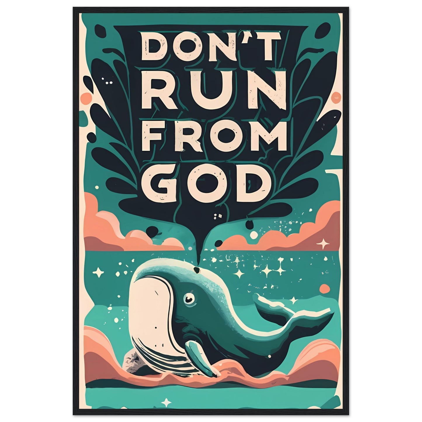 Don't Run from God, Jonah and the Great Fish Framed Poster