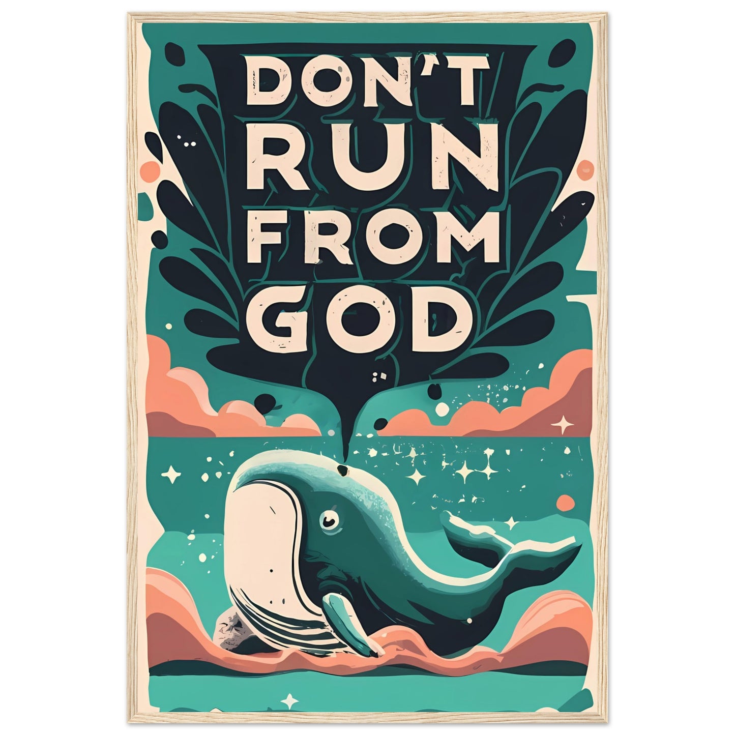 Don't Run from God, Jonah and the Great Fish Framed Poster