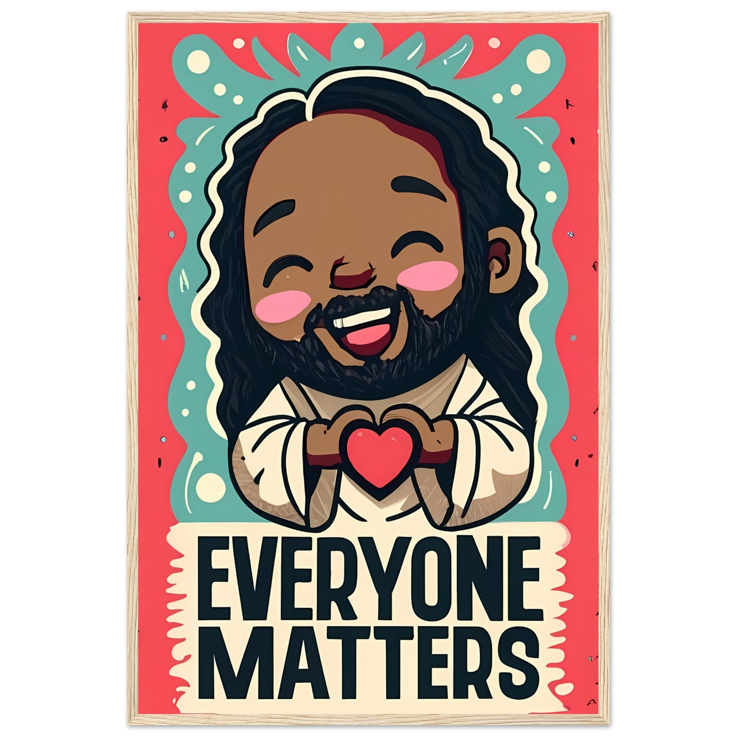 Cartoon Black Jesus Everyone Matters Framed Poster