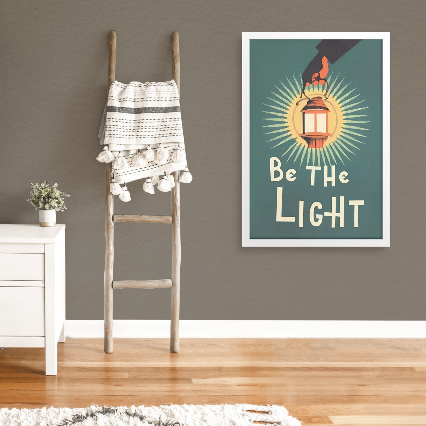 Be the Light Retro Style Glowing Lantern Framed Poster