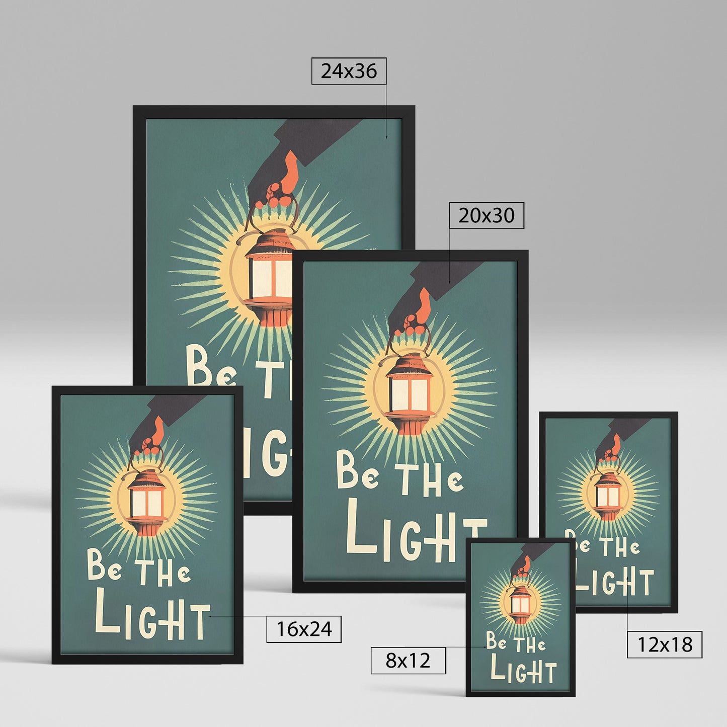 Be the Light Retro Style Glowing Lantern Framed Poster