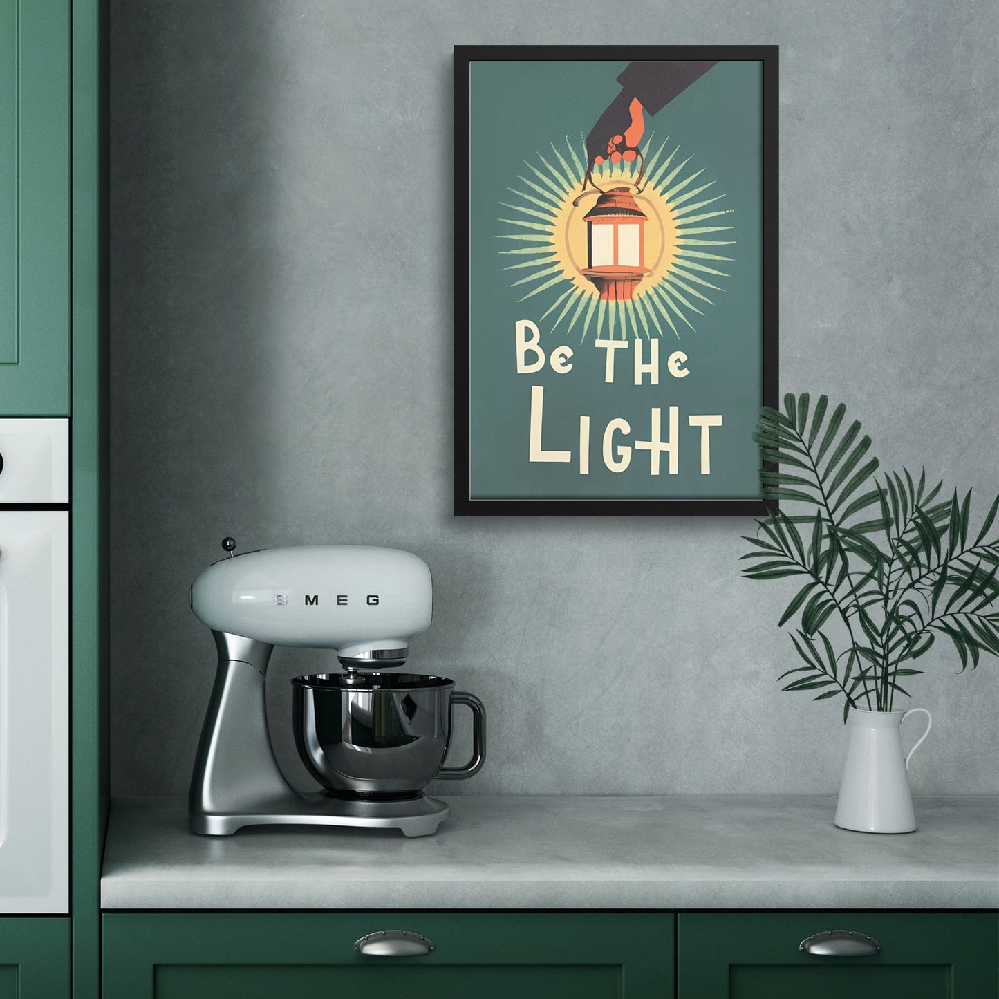 Be the Light Retro Style Glowing Lantern Framed Poster