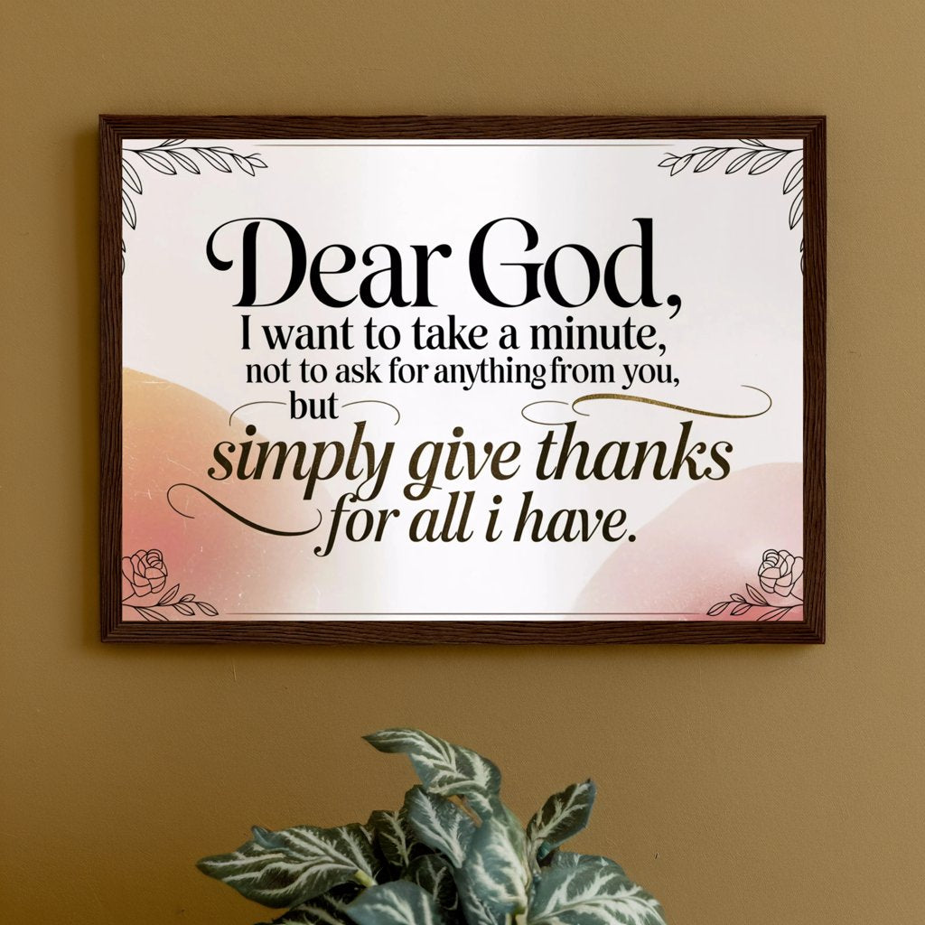 Dear God | Elegant Prayer of Gratitude Wall Art Print