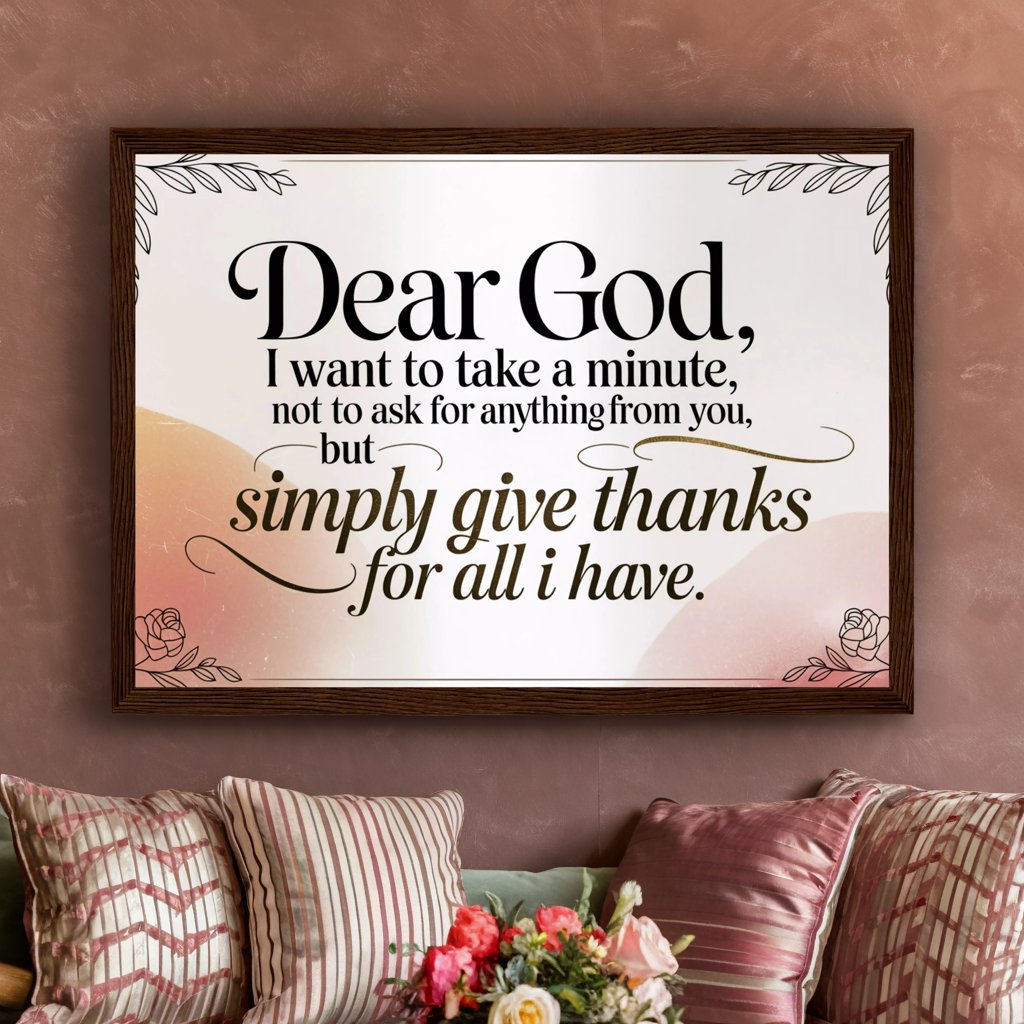 Dear God | Elegant Prayer of Gratitude Wall Art Print