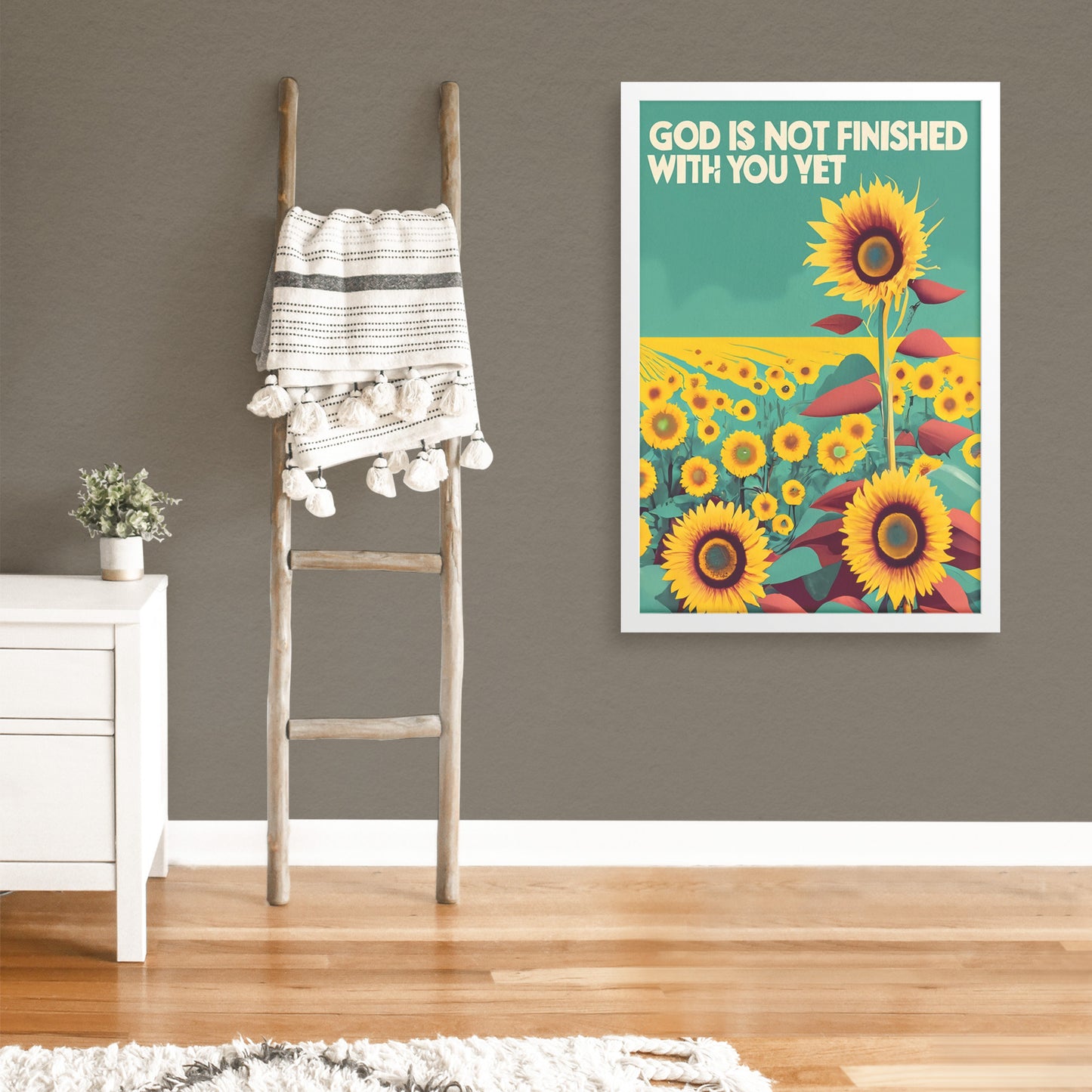 God is Not Finished with You Yet Retro Style Framed Print