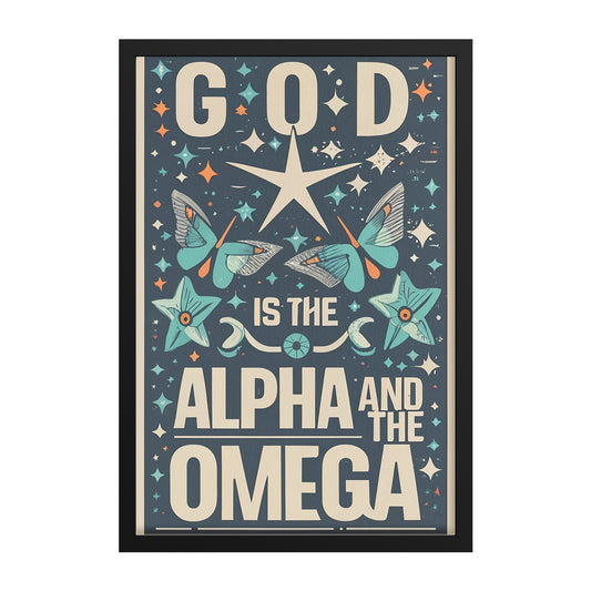 God is the Alpha and the Omega Retro Style Framed Print