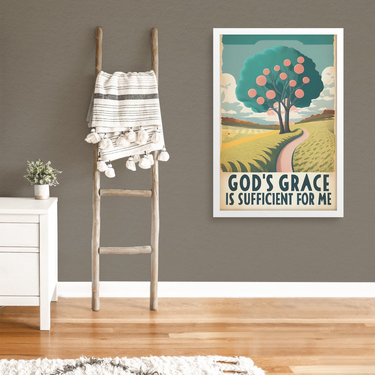 God's Grace is Sufficient for Me Retro Style Framed Print