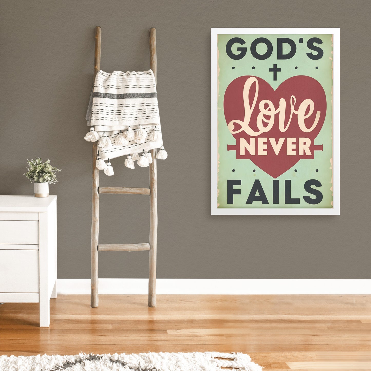 God's Love Never Fails Retro Style Framed Print