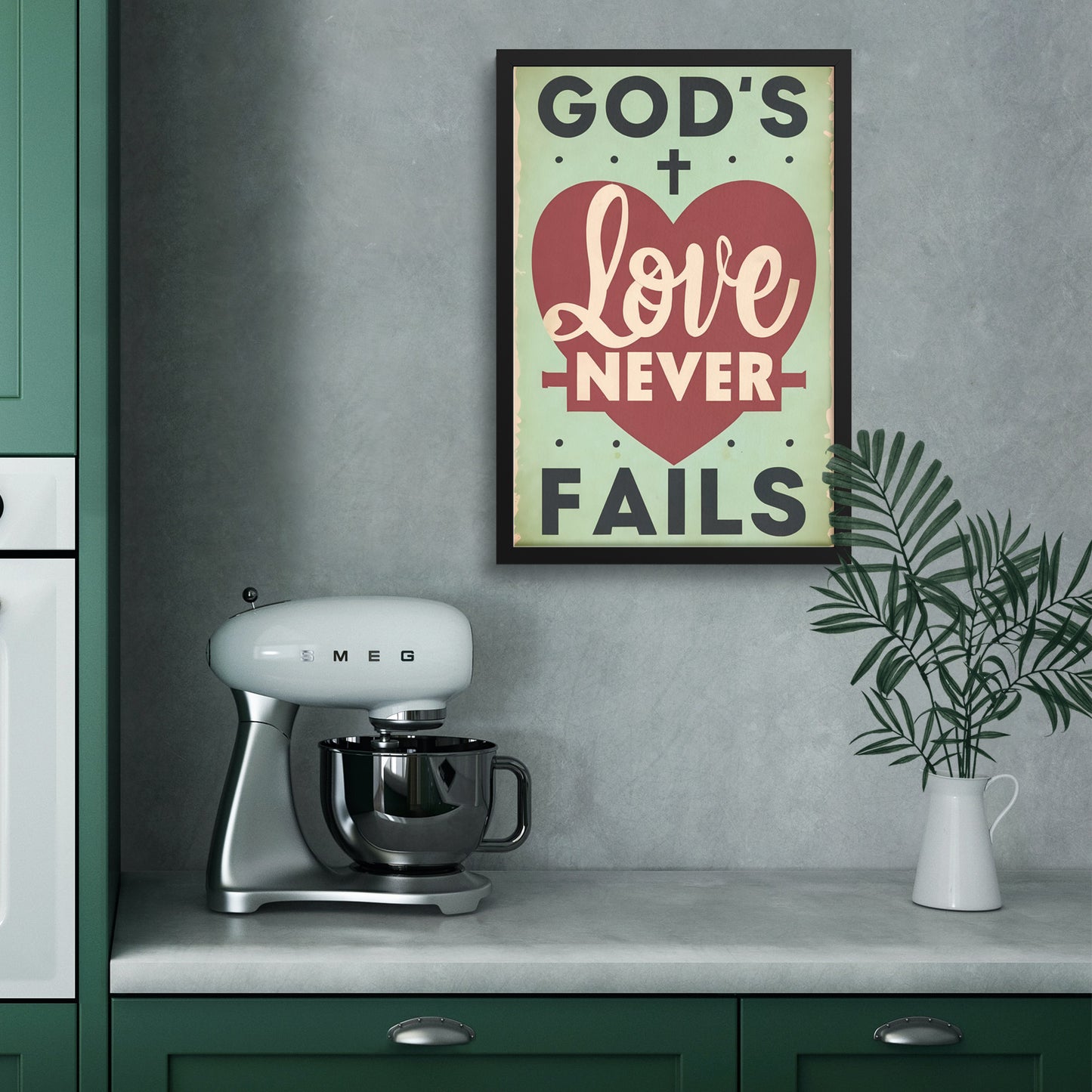 God's Love Never Fails Retro Style Framed Print