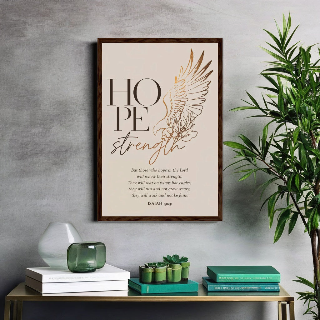 HOPE & STRENGTH | Modern Christian Scripture Wall Art