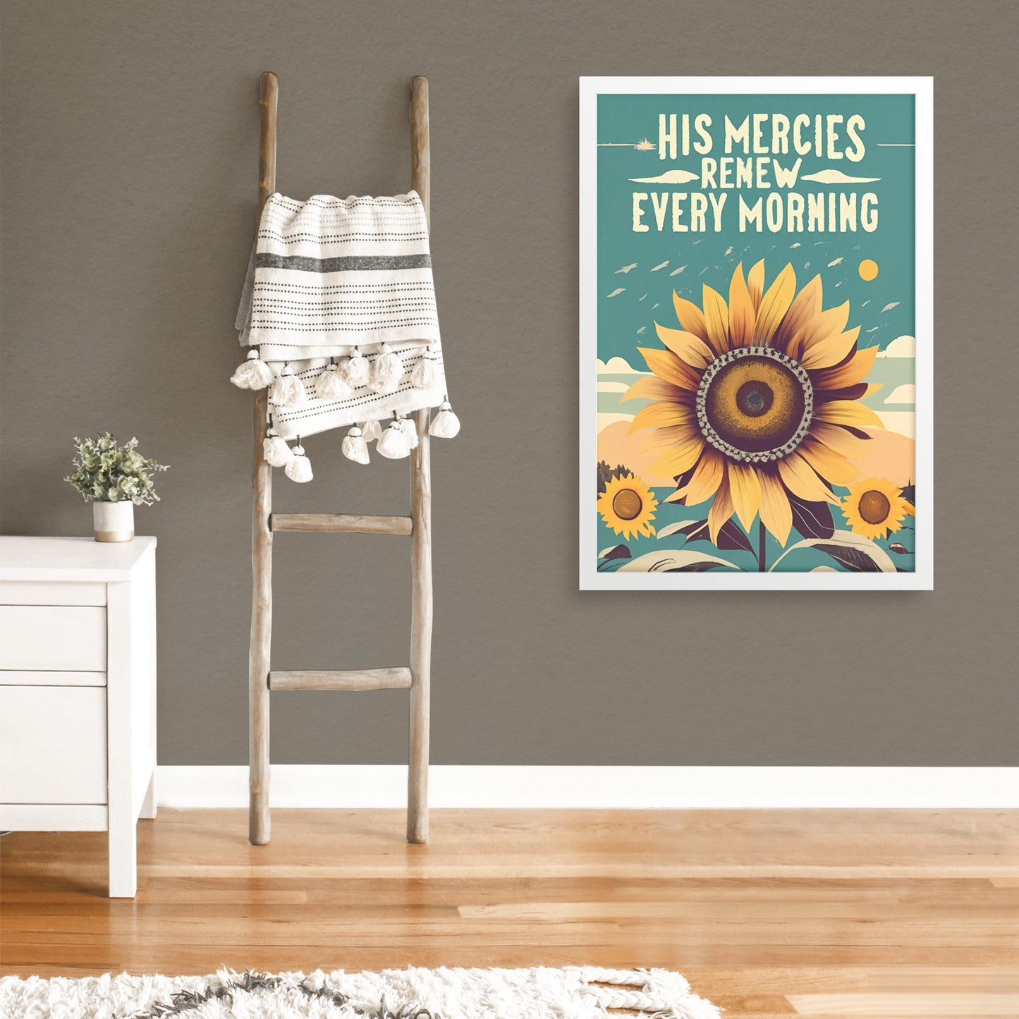 His Mercies Renew Every Morning Retro Framed Poster Lamentations 3:22-23