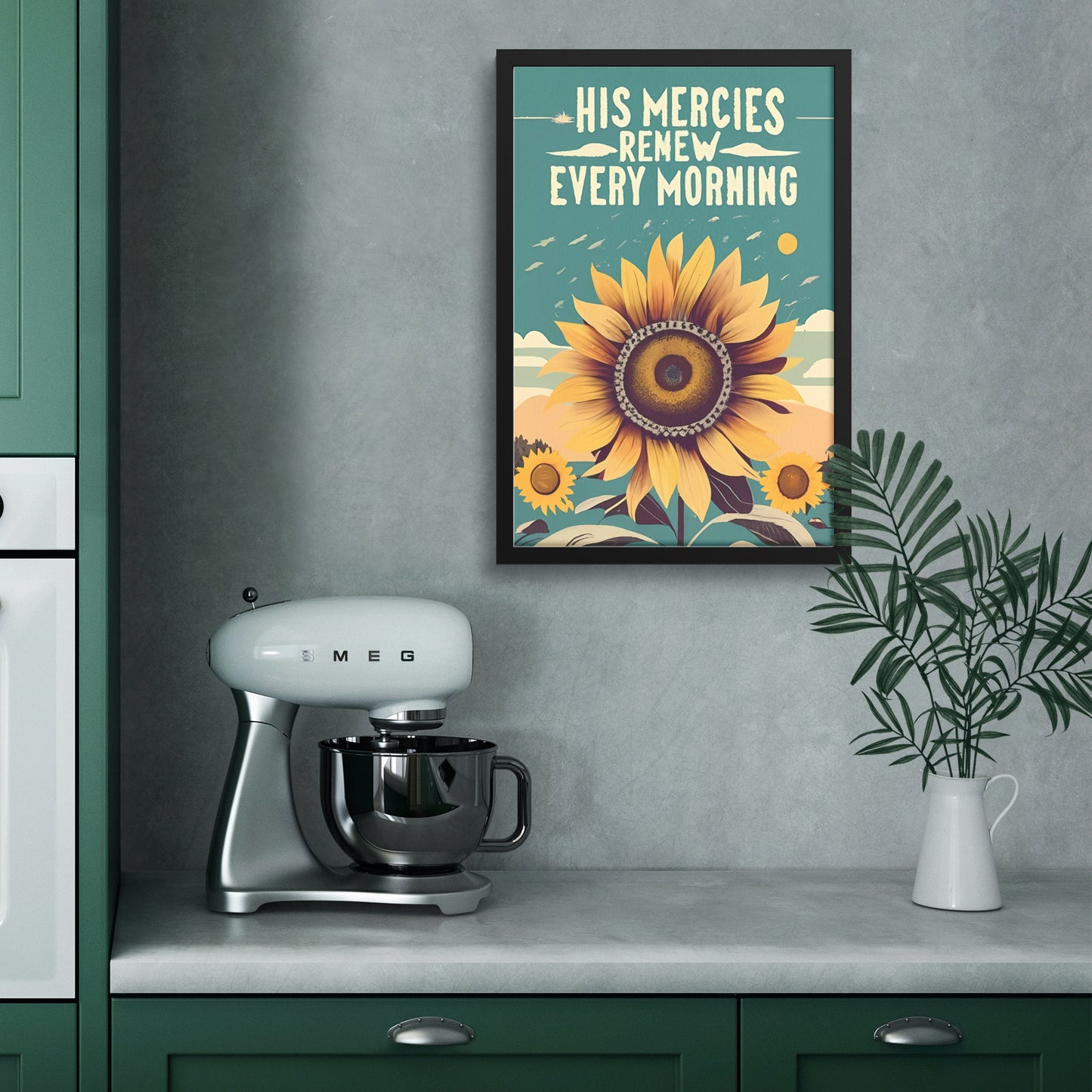 His Mercies Renew Every Morning Retro Framed Poster Lamentations 3:22-23