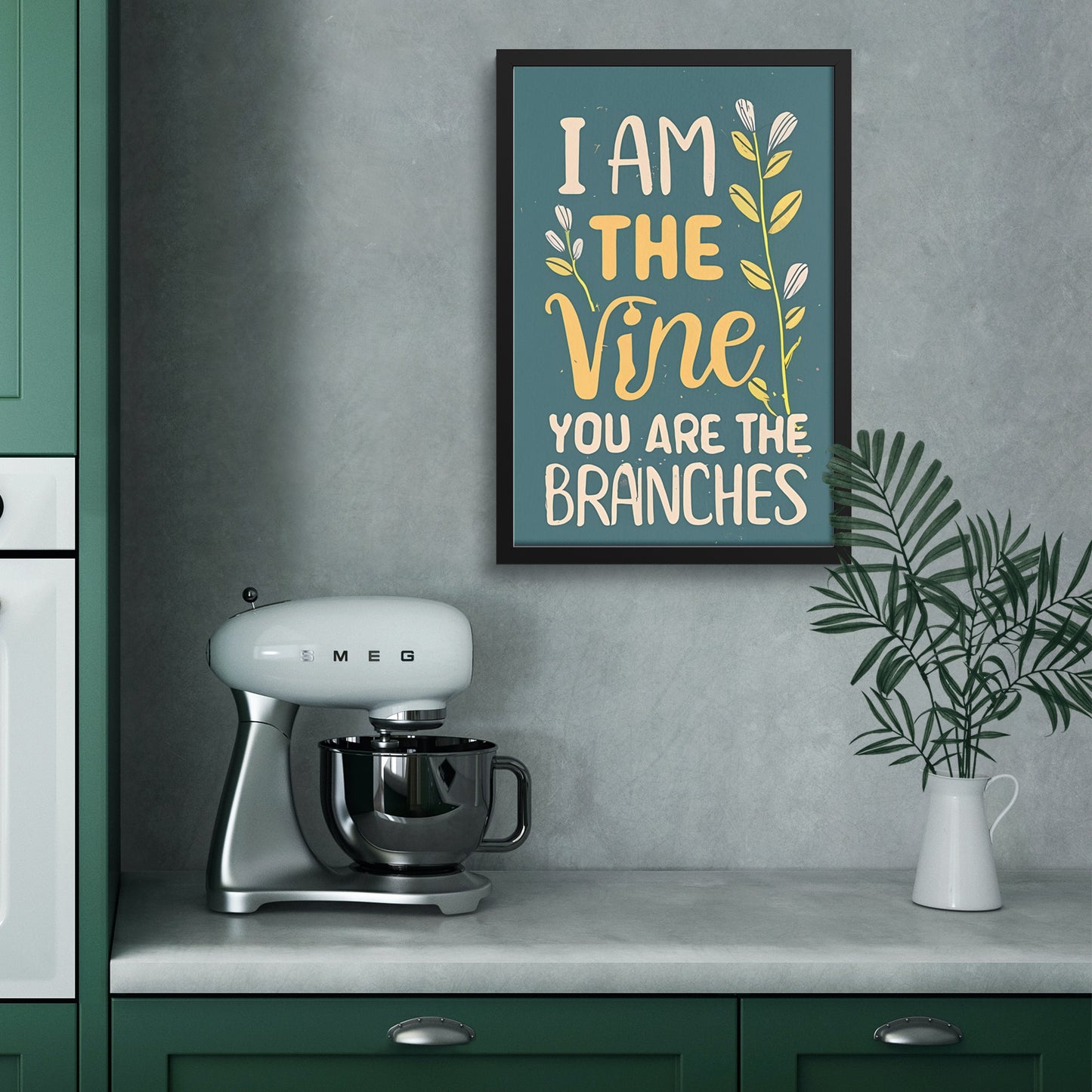 I am the Vine, You are the Branches Retro Style Framed Poster