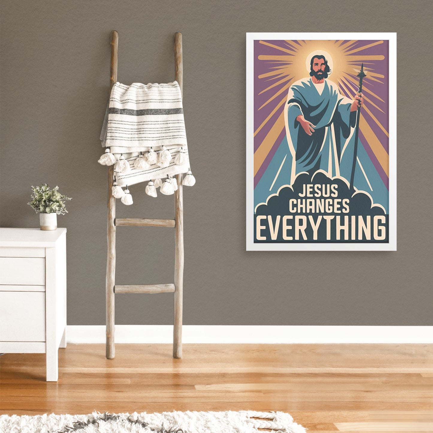 Jesus Changes Everything Retro Style Framed Poster