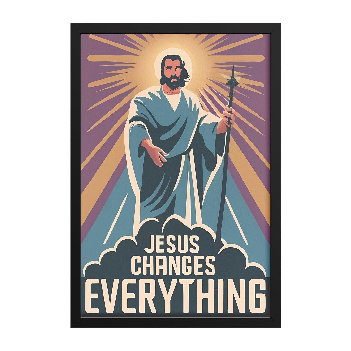 Jesus Changes Everything Retro Style Framed Poster