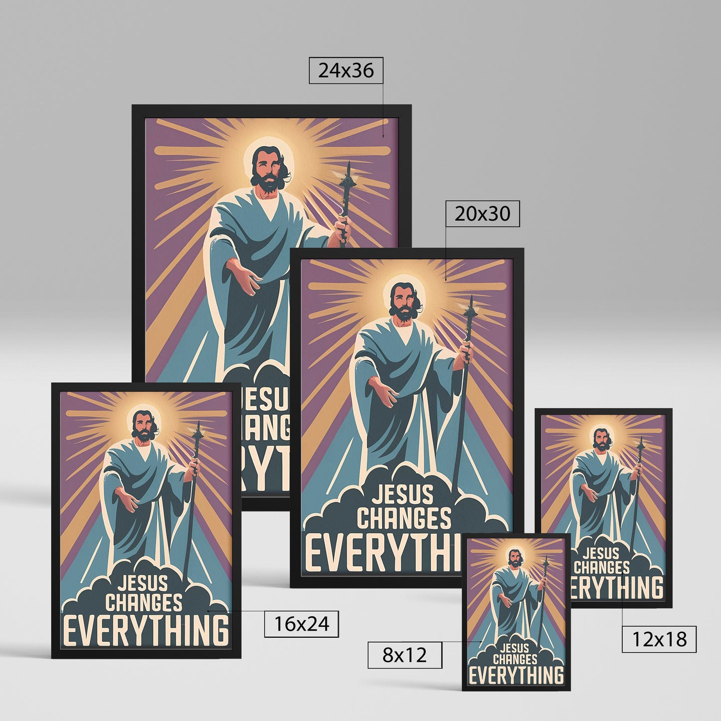 Jesus Changes Everything Retro Style Framed Poster