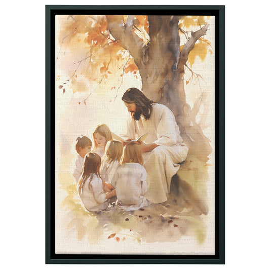 Jesus Teaching Children Watercolor Canvas