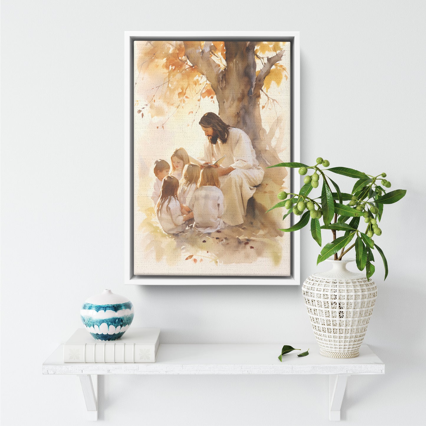 Jesus Teaching Children Watercolor Canvas