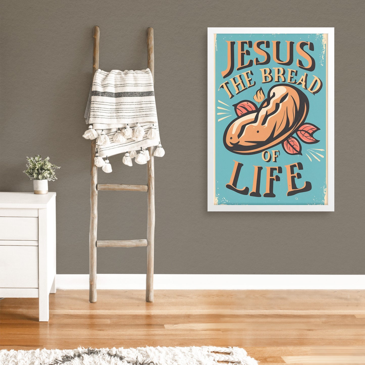 Jesus is the Bread of Life Retro Style Framed Print