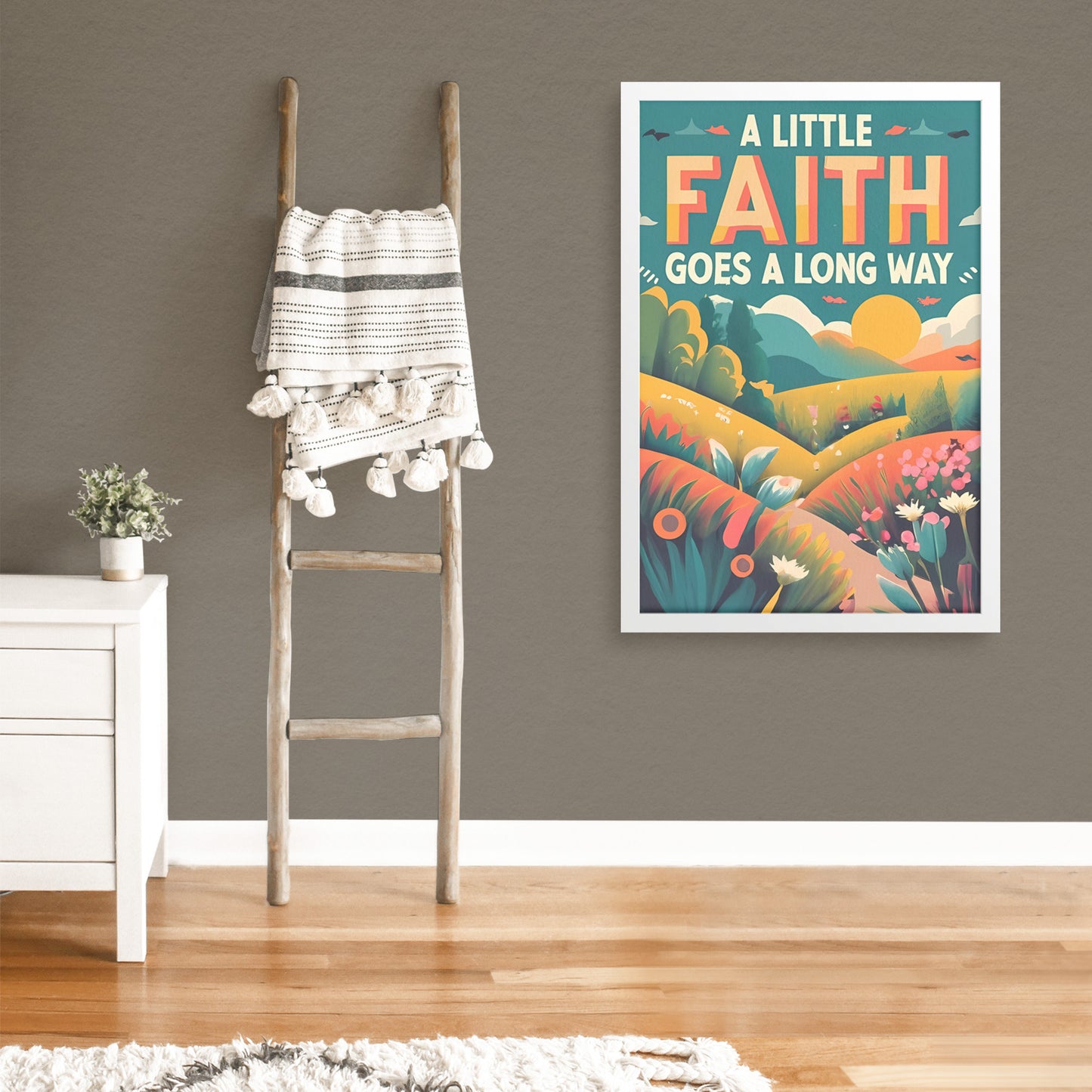 Little Faith Goes a Long Way Retro Framed Poster