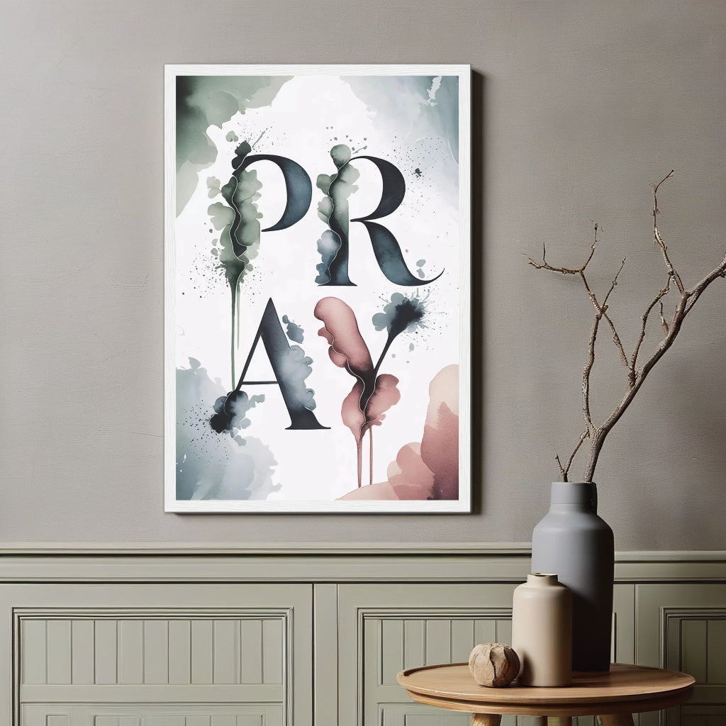 Pray Watercolor Art Print | Modern Christian Wall Decor