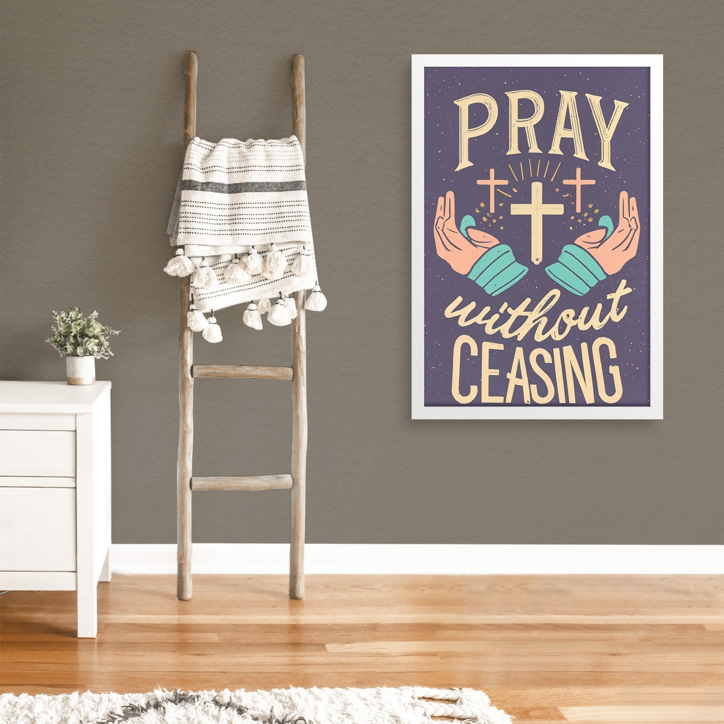 Pray Without Ceasing Retro Style Framed Print