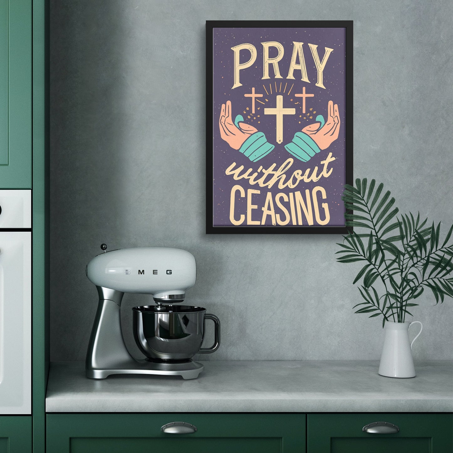 Pray Without Ceasing Retro Style Framed Print