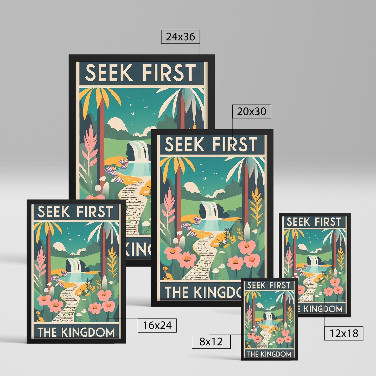 Seek First the Kingdom Retro Style Framed Print