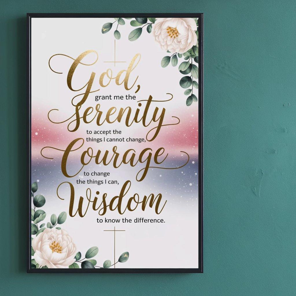 Serenity Prayer Wall Art | Elegant Christian Home Decor