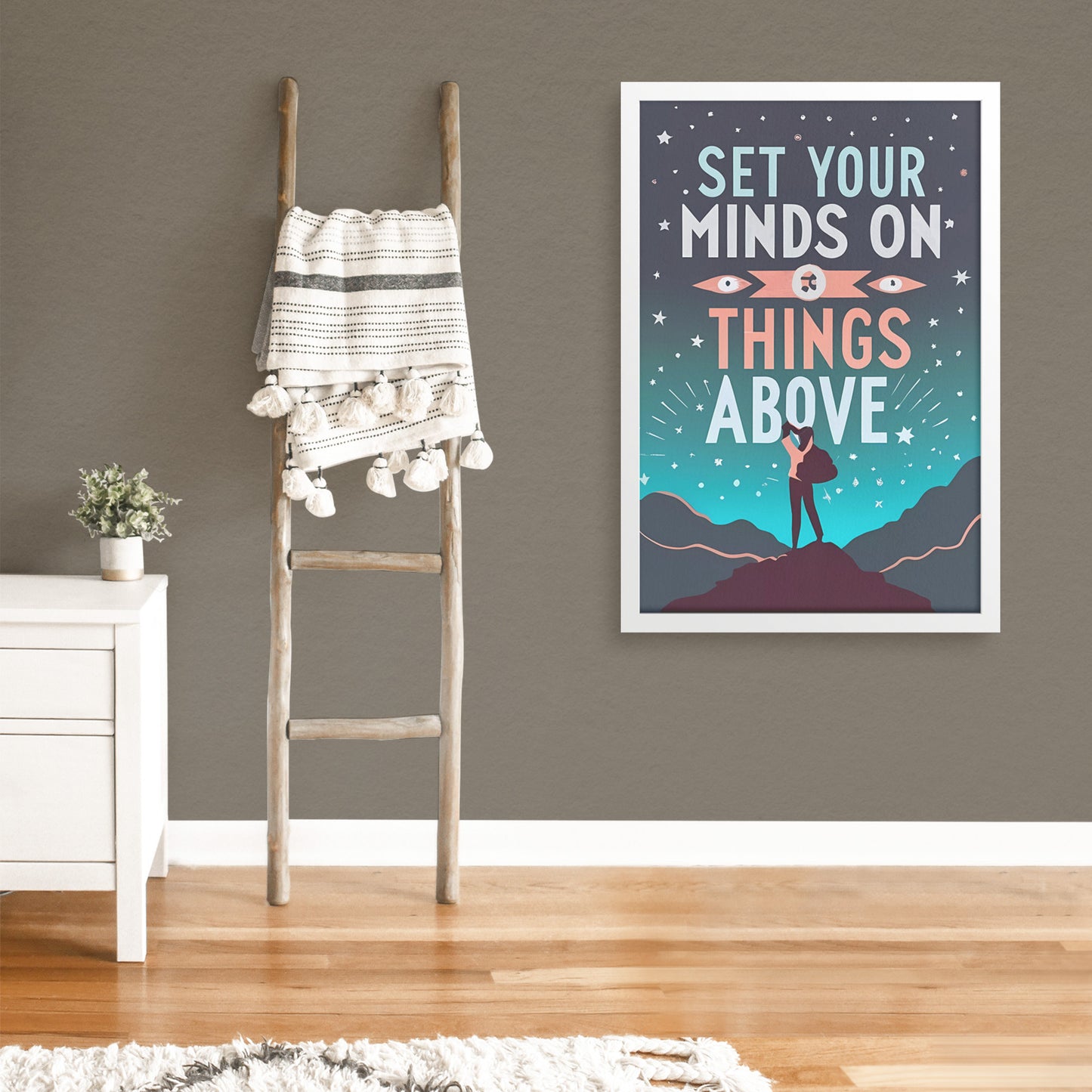 Set Your Minds on Things Above Retro Style Framed Poster
