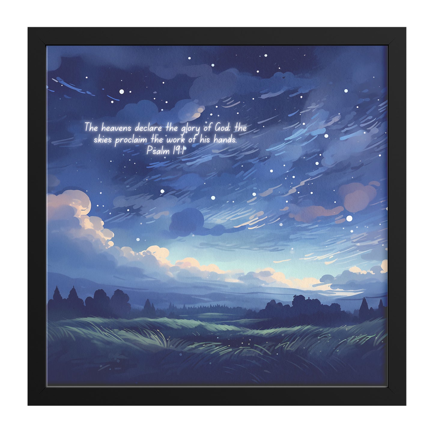 Starry Night Sky Watercolor Framed Art Print Psalm 19:1